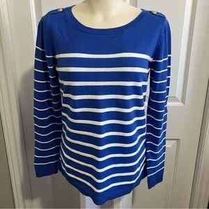 Dalia | 100% Cotton | Boatneck Sailor Blue & White sweater